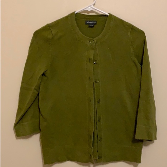 Olive Green XS cardigan Eddie Bauer - Picture 1 of 3